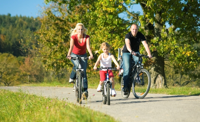 family biking